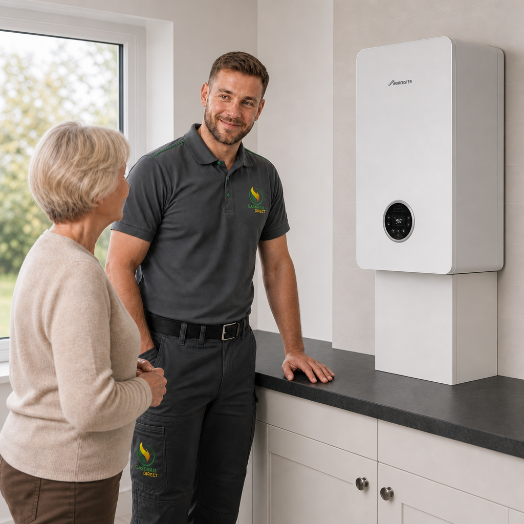 Gas Safe engineer servicing a boiler in Bognor Regis